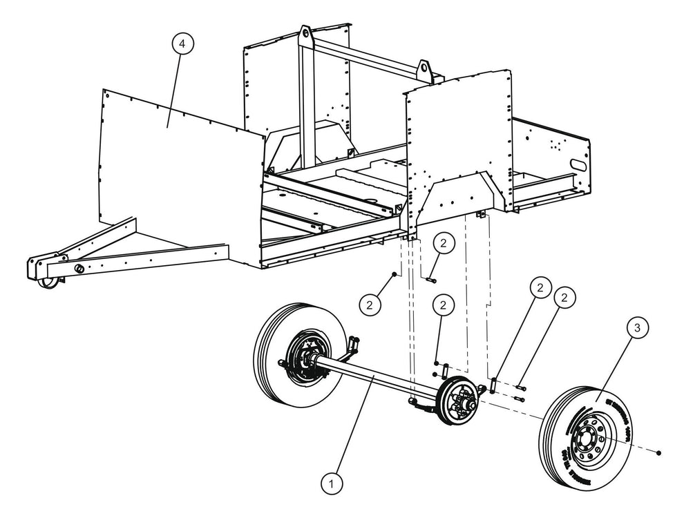 Electric Brake Axle and Trailer Frame Assembly Parts for MAXI-HEAT MH500iQ (0001MH16 TO 9999MH16) by allmand