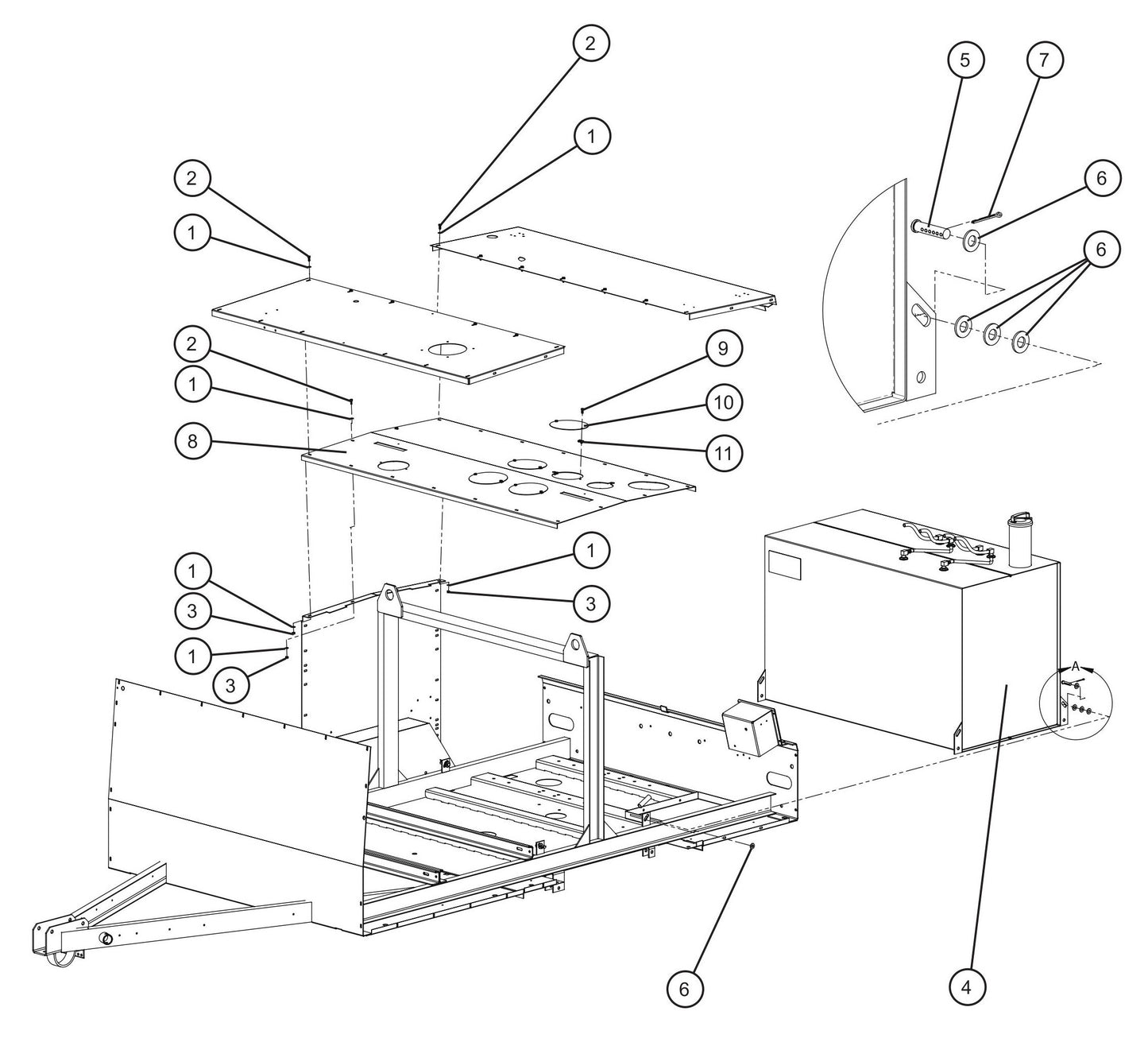 Steel Fuel Tank Group (1 of 2) Assembly Parts for MAXI-HEAT MH500iQ (0001MH16 TO 9999MH16) by allmand