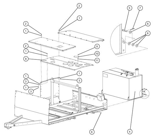 Steel Fuel Tank Group (1 of 2) Assembly Parts for MAXI-HEAT MH500iQ (0001MH16 TO 9999MH16) by allmand