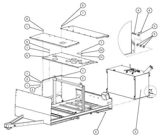 Double Wall Steel Fuel Tank Group (1 of 2) Assembly Parts for MAXI-HEAT MH500iQ (0001MH16 TO 9999MH16) by allmand