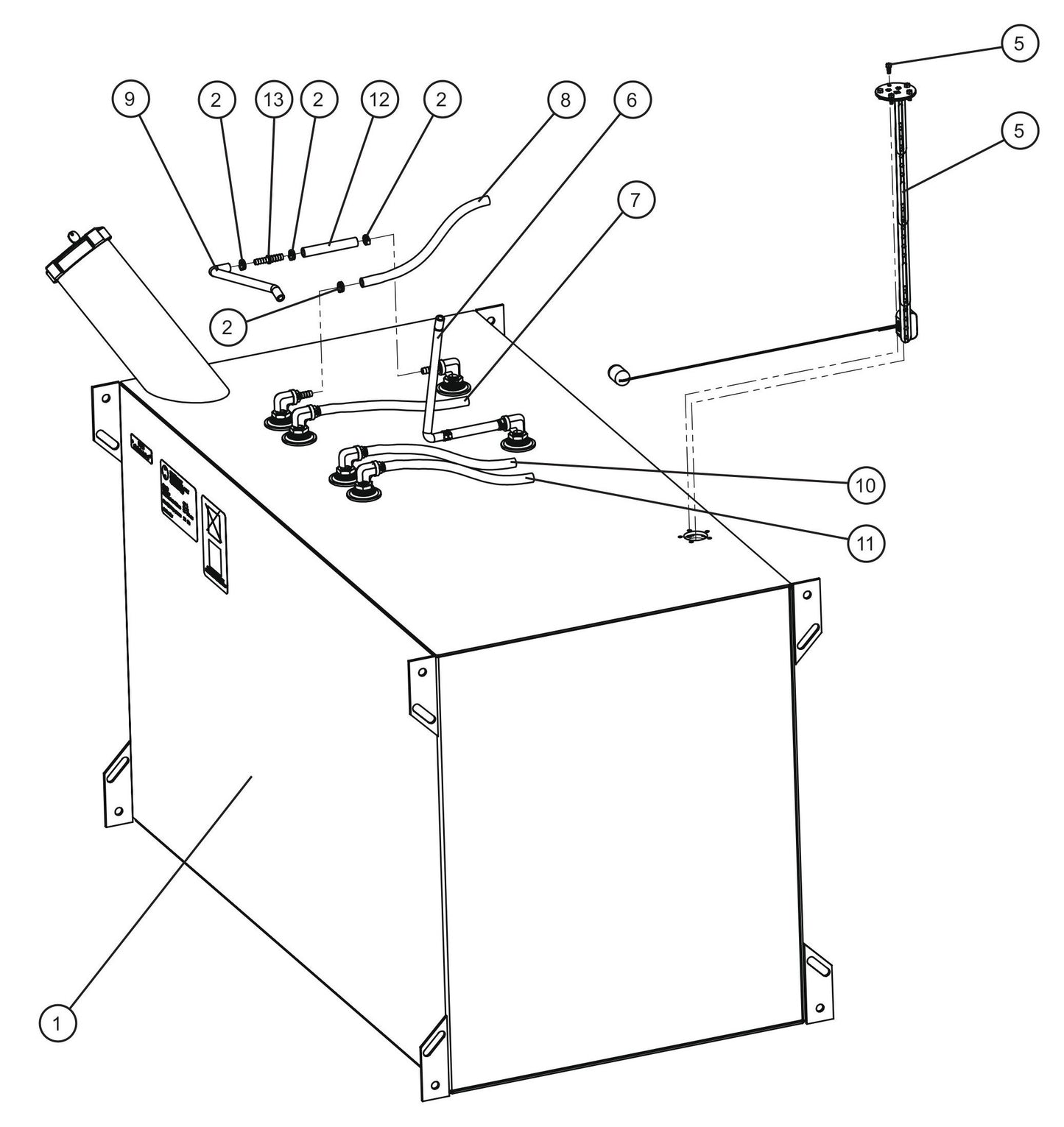Double Wall Steel Fuel Tank Group (2 of 2) Assembly Parts for MAXI-HEAT MH500iQ (0001MH16 TO 9999MH16) by allmand