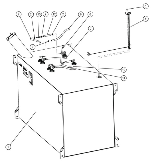 Double Wall Steel Fuel Tank Group (2 of 2) Assembly Parts for MAXI-HEAT MH500iQ (0001MH16 TO 9999MH16) by allmand