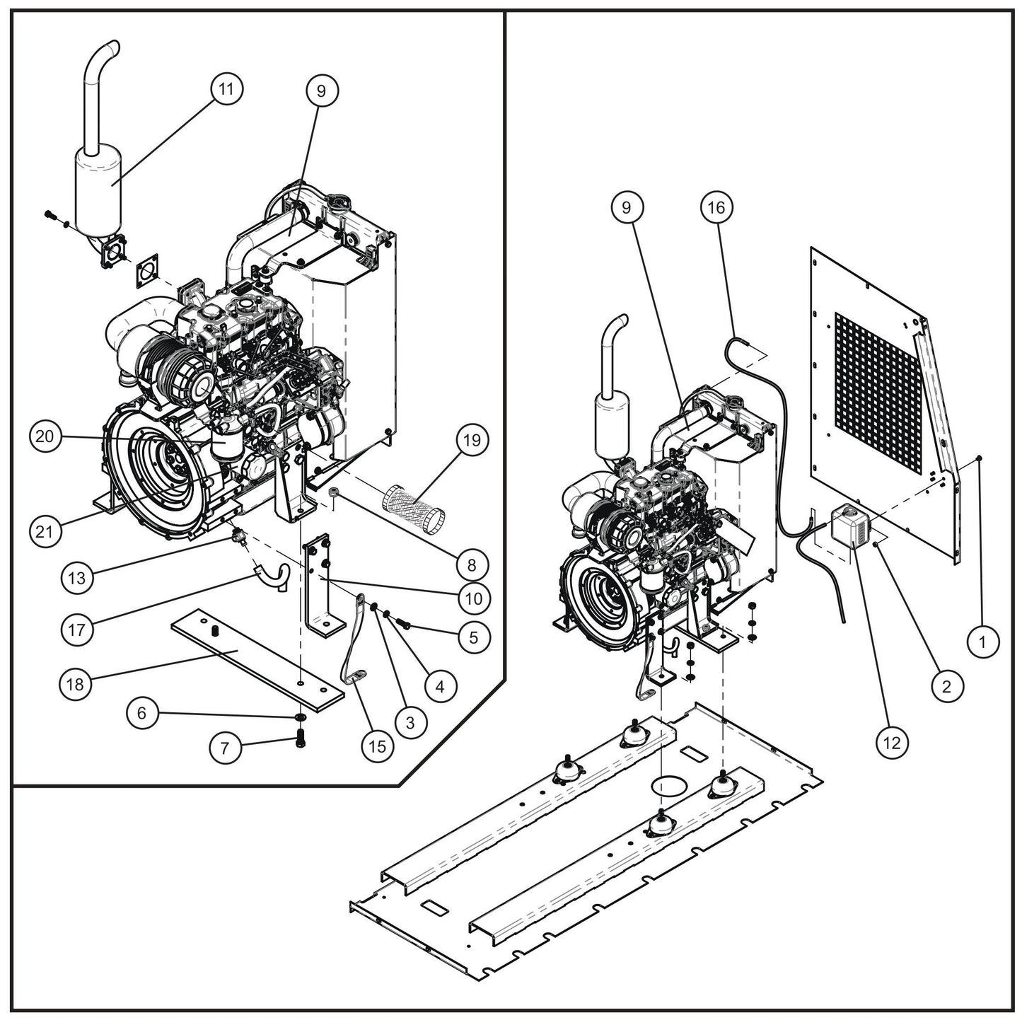 CAT C1.5 Engine Install Group Assembly Parts for MAXI-HEAT MH500iQ (0001MH16 TO 9999MH16) by allmand