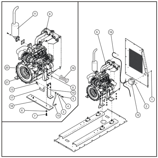 CAT C1.5 Engine Install Group Assembly Parts for MAXI-HEAT MH500iQ (0001MH16 TO 9999MH16) by allmand
