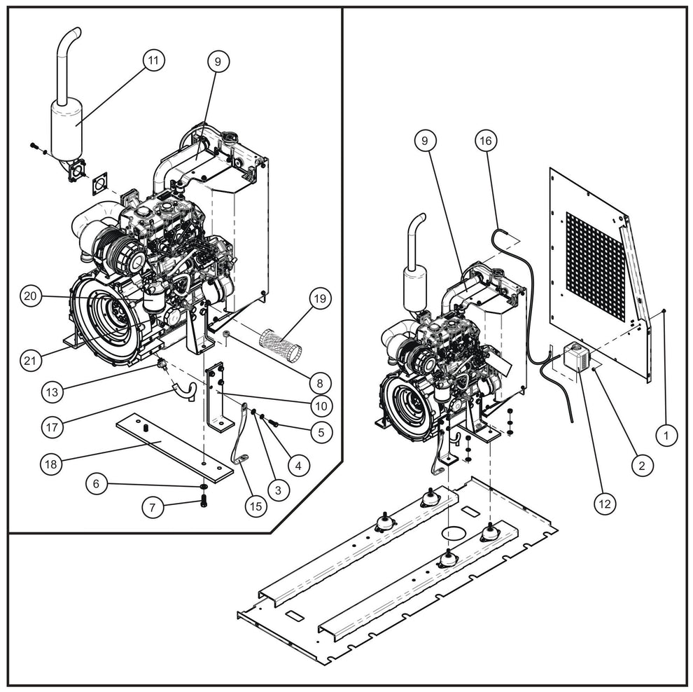 CAT C1.5 Engine Install Group Assembly Parts for MAXI-HEAT MH500iQ (0001MH16 TO 9999MH16) by allmand