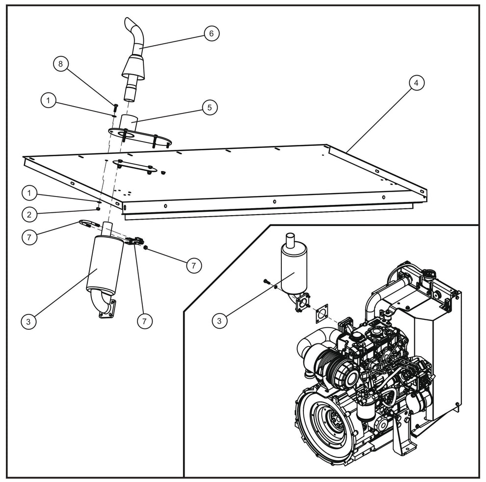 CAT C1.5 FCS Muffler Install Group Assembly Parts for MAXI-HEAT MH500iQ (0001MH16 TO 9999MH16) by allmand