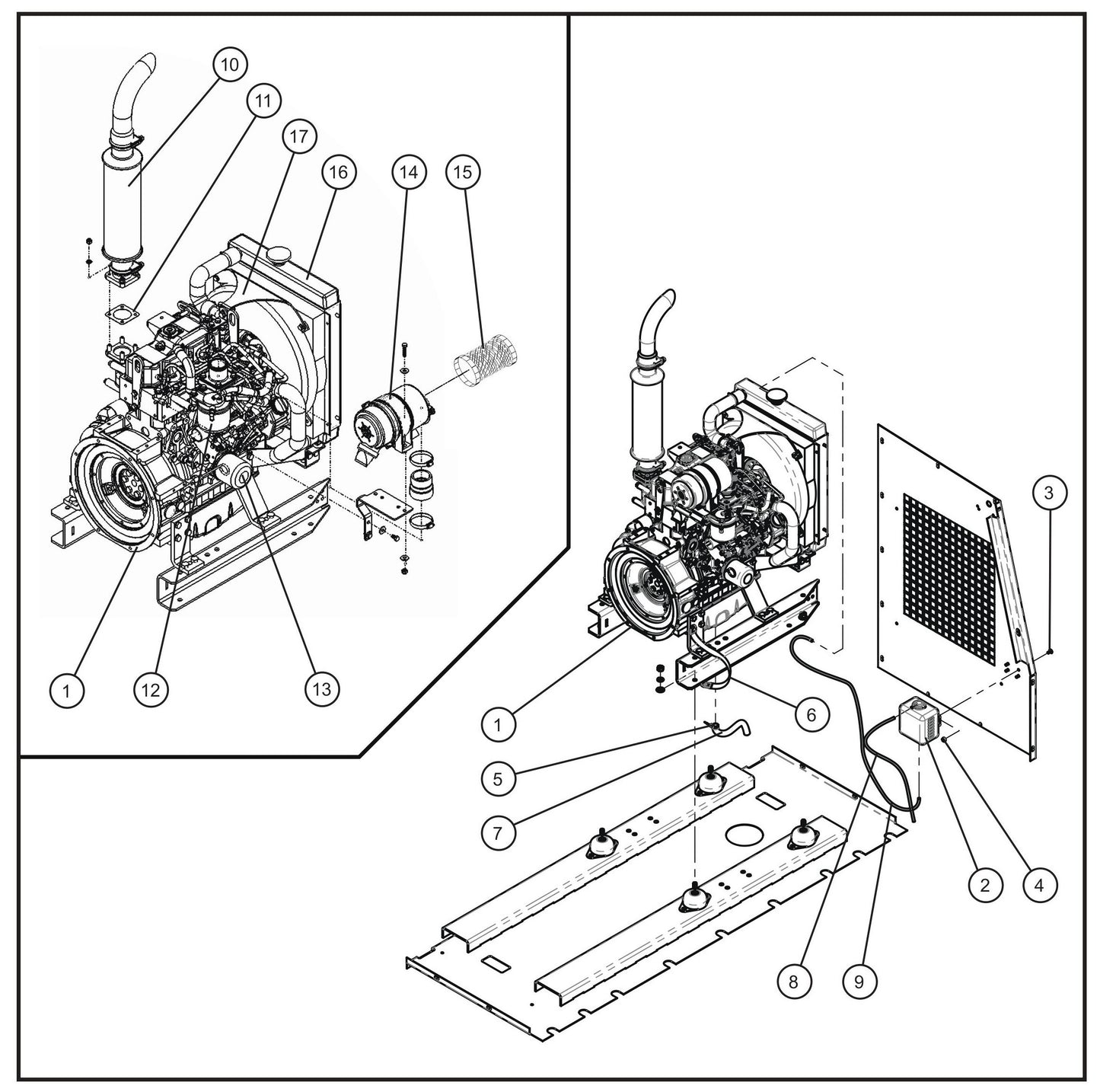 Isuzu 3CE1 Engine Install Group Assembly Parts for MAXI-HEAT MH500iQ (0001MH16 TO 9999MH16) by allmand