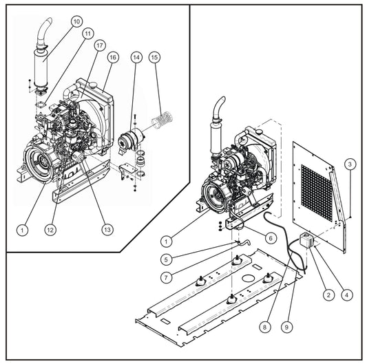 Isuzu 3CE1 Engine Install Group Assembly Parts for MAXI-HEAT MH500iQ (0001MH16 TO 9999MH16) by allmand