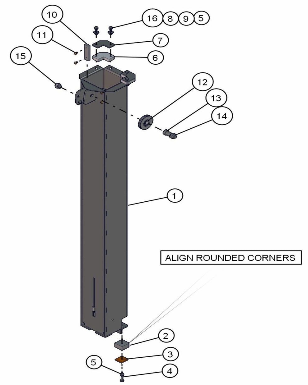 Section 3 Hydraulic Tower Assembly Parts for ML20B Series Maxi-Light (0001MXL08-0001MXL10) by Allmand