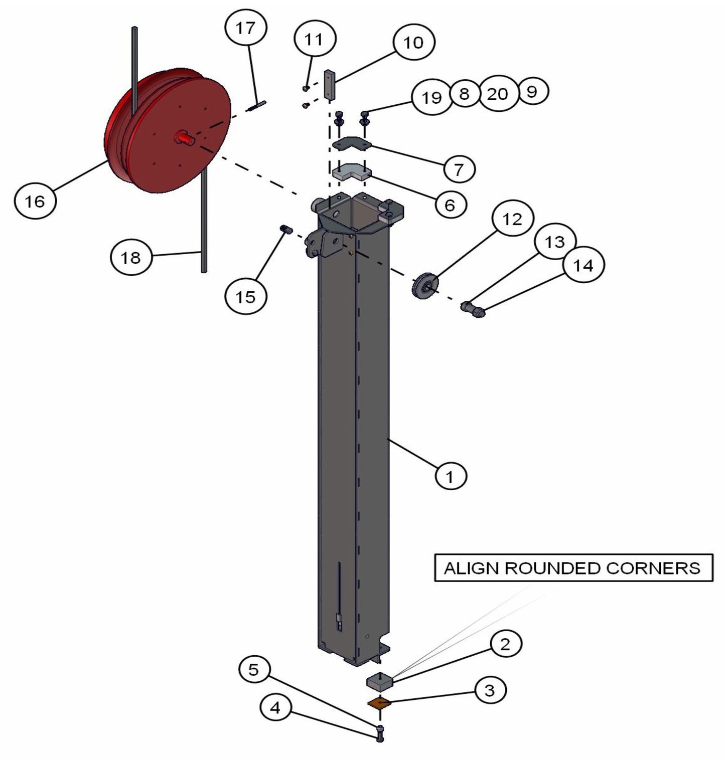 Section 4 Hydraulic Tower Assembly Parts for ML20B Series Maxi-Light (0001MXL08-0001MXL10) by Allmand