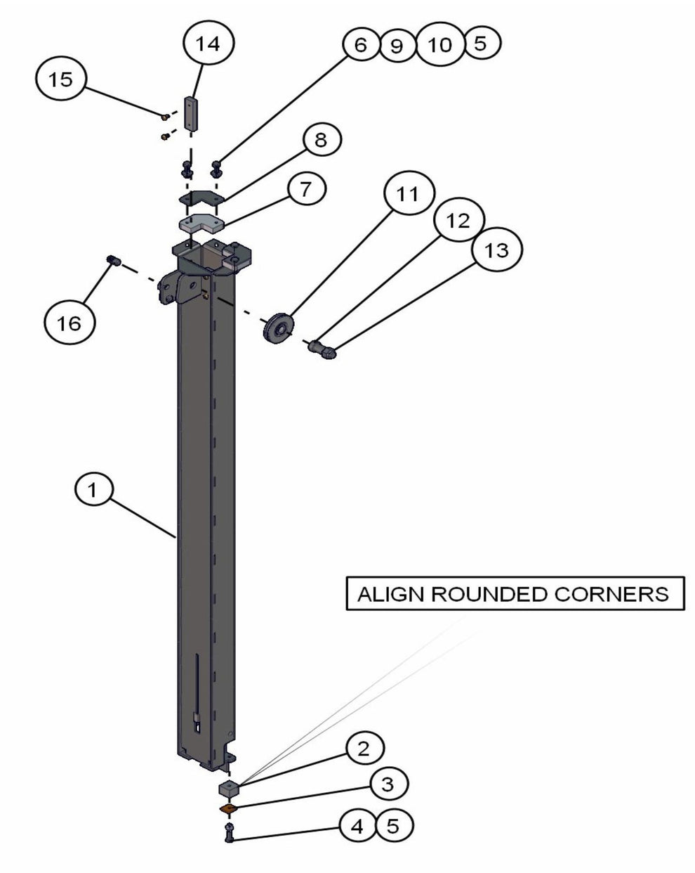 Section 6 Hydraulic Tower Assembly Parts for ML20B Series Maxi-Light (0001MXL08-0001MXL10) by Allmand