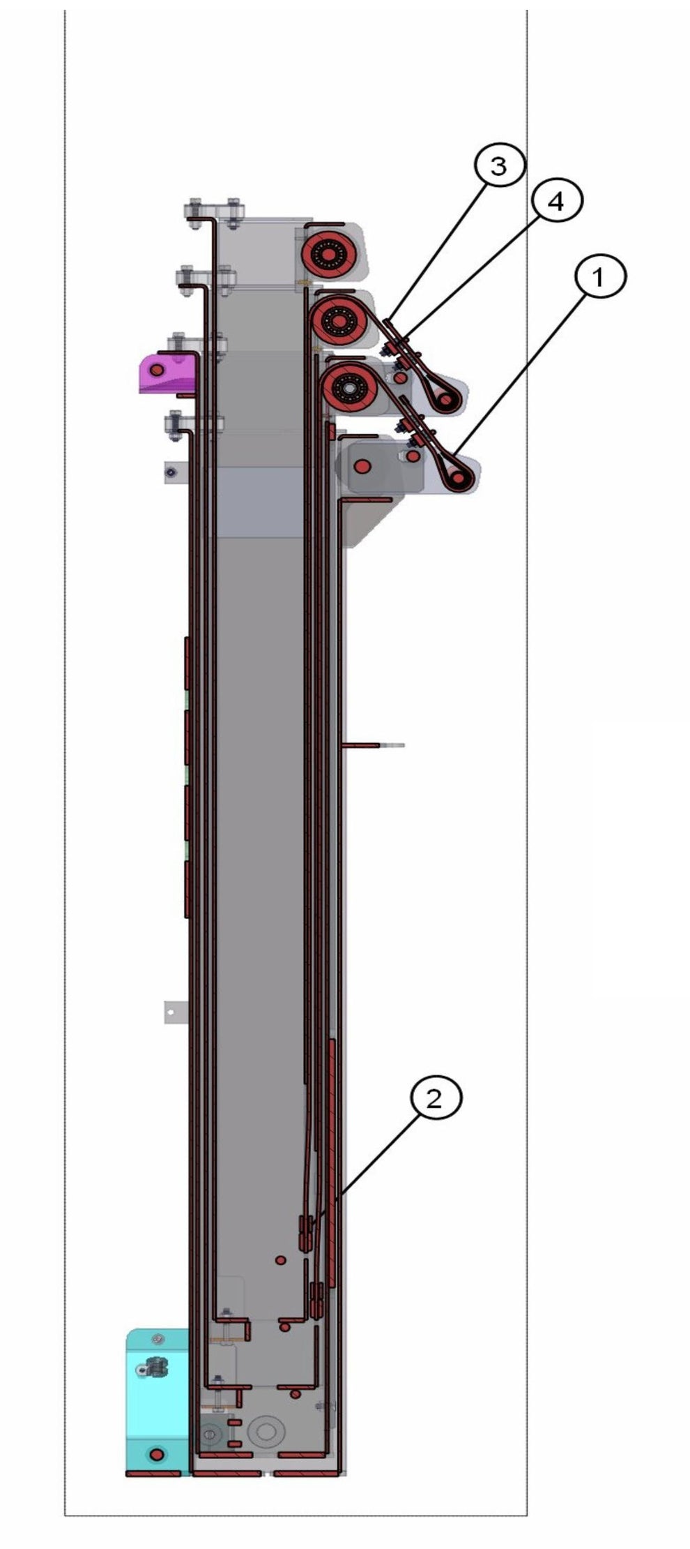 Cable Routing Sections 1-4 Assembly Parts for ML20B Series Maxi-Light (0001MXL08-0001MXL10) by Allmand