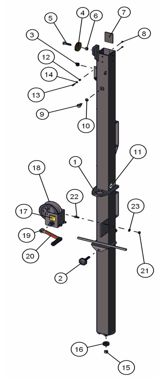 Manual Tower Section 1 Assembly Parts for ML20B Series Maxi-Light (0001MXL08-0001MXL10) by Allmand