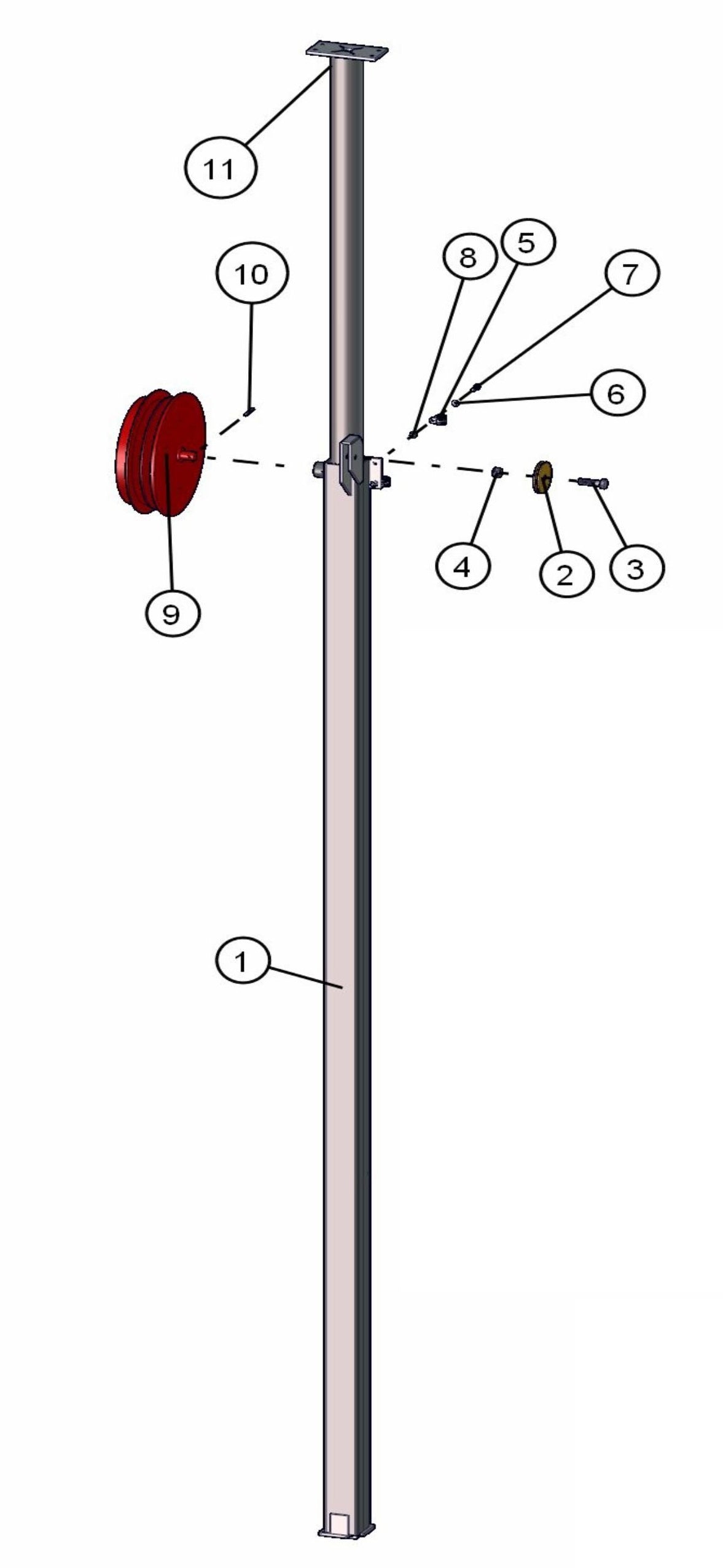 Manual Tower Section 2 & 3 Assembly Parts for ML20B Series Maxi-Light (0001MXL08-0001MXL10) by Allmand
