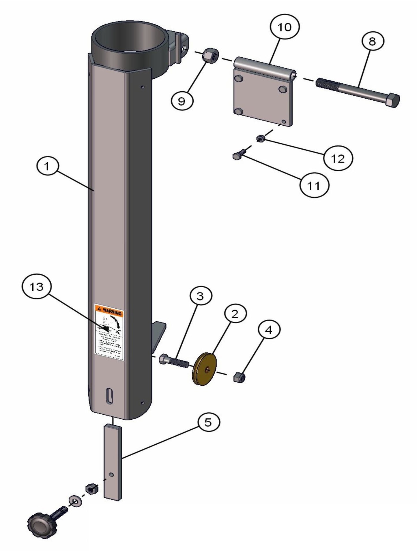Electric Tower Pivot Section Assembly Parts for ML20B Series Maxi-Light (0001MXL08-0001MXL10) by Allmand