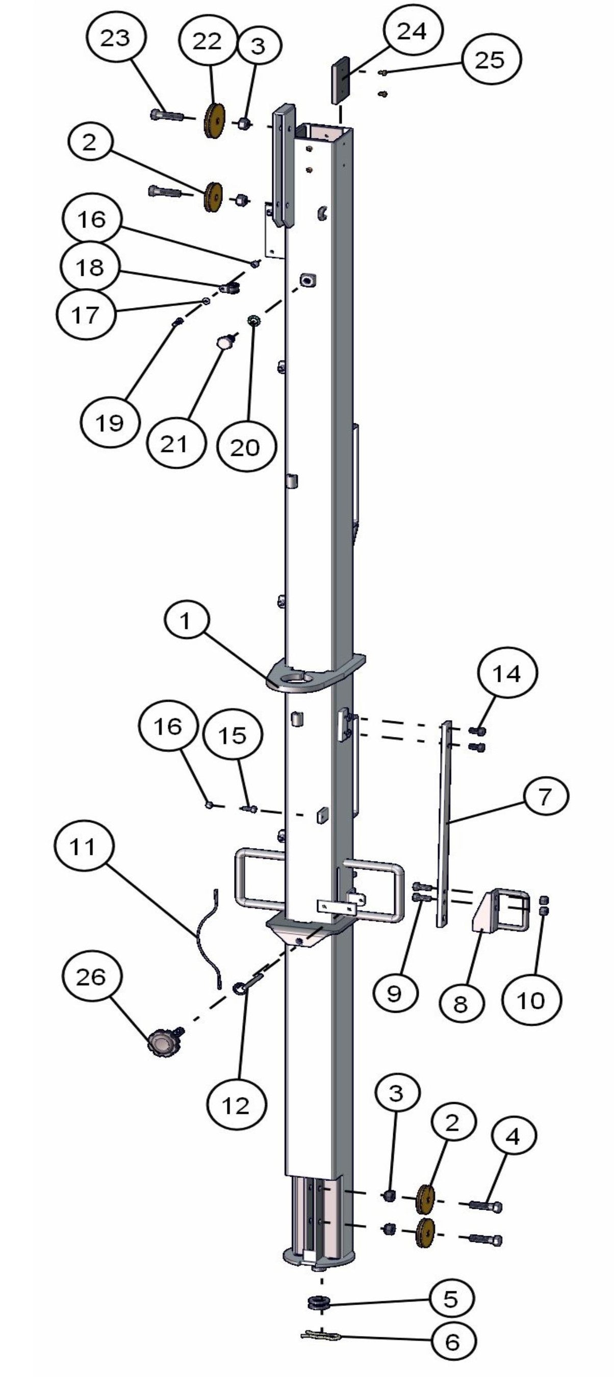 Section 1 Electric Tower Assembly Parts for ML20B Series Maxi-Light (0001MXL08-0001MXL10) by Allmand