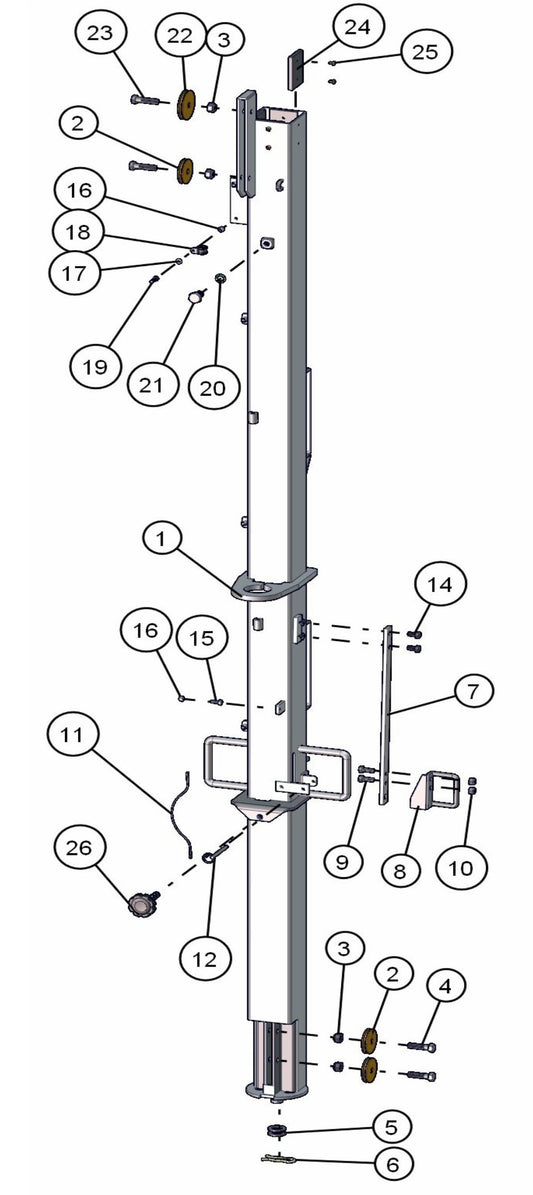 Section 1 Electric Tower Assembly Parts for ML20B Series Maxi-Light (0001MXL08-0001MXL10) by Allmand