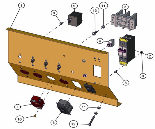 240V Rear Outlet Panel Assembly Parts for ML20B Series Maxi-Light (0001MXL08-0001MXL10) by Allmand