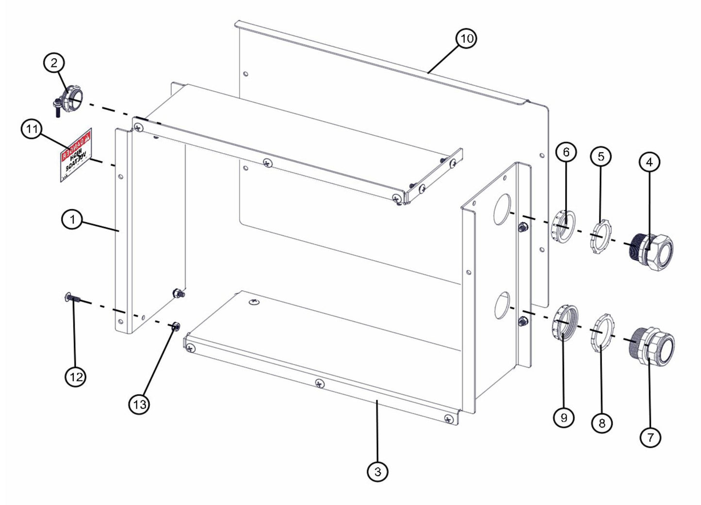 Rear Outlet Enclosure Pre 2012 Assembly Parts for Maxi-Lite FCS AS3000 (0001MXL10 TO 9999MXL13) by Allmand