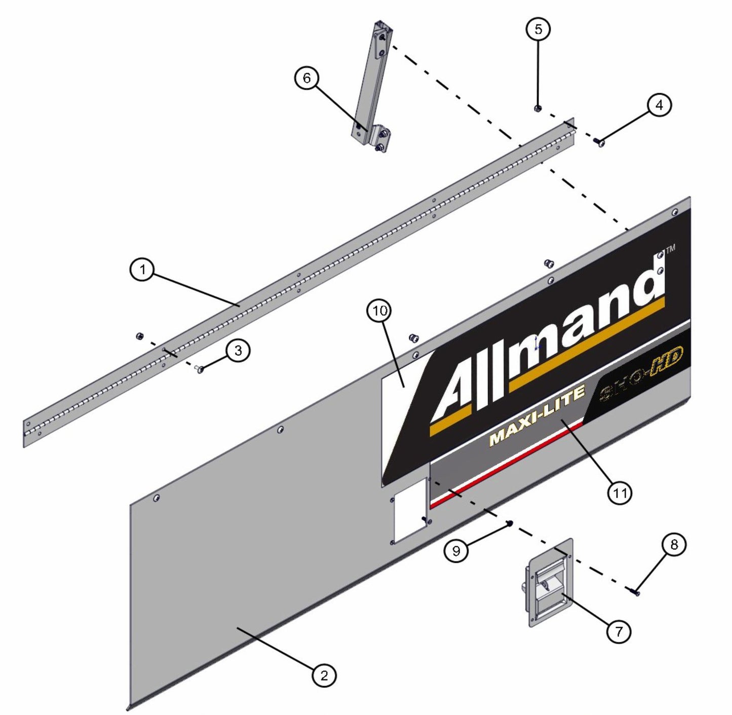 Left Door Assembly Parts for Maxi-Lite FCS AS3000 (0001MXL10 TO 9999MXL13) by Allmand