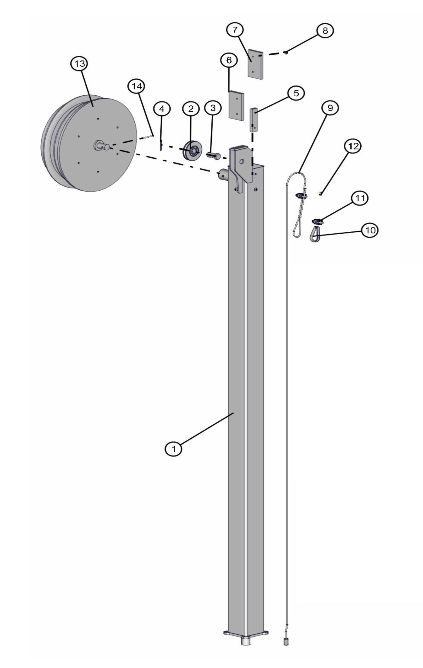 VT2 Cord Reel Section 4 Assembly Parts for FCS Maxi-Lite 15-20KW (0001LV10 to 9999MLV12) by Allmand