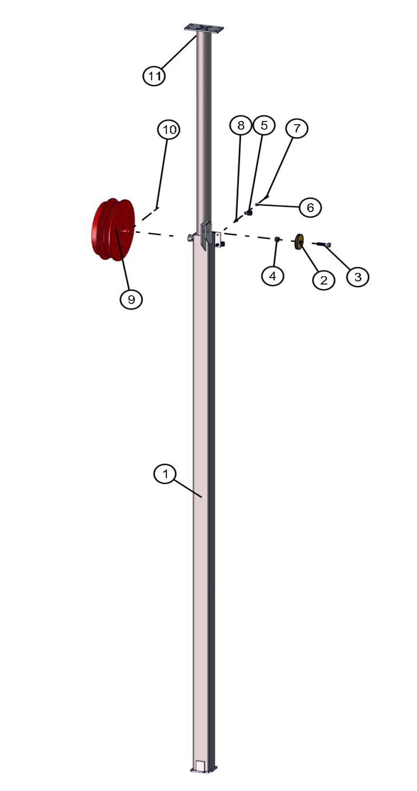 Manual Laydown Tower Section 2 & 3 Assembly Parts for FCS Maxi-Lite 15-20KW (0001LV10 to 9999MLV12) by Allmand