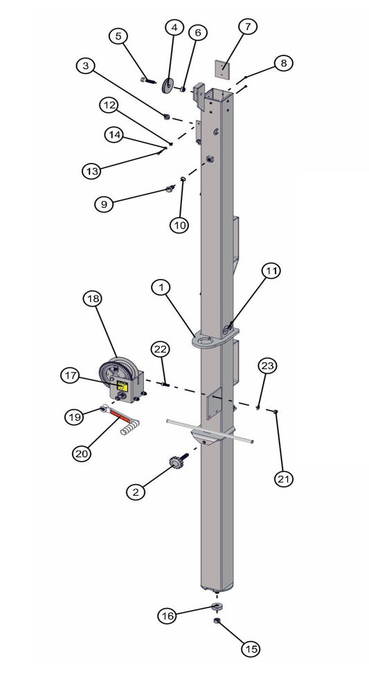 Old Style Manual Laydown Tower Section 1 Assembly Parts for FCS Maxi-Lite 15-20KW (0001LV10 to 9999MLV12) by Allmand