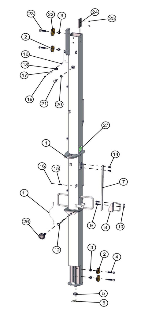 Electric Laydown Tower Section 1 Assembly Parts for FCS Maxi-Lite 15-20KW (0001LV10 to 9999MLV12) by Allmand