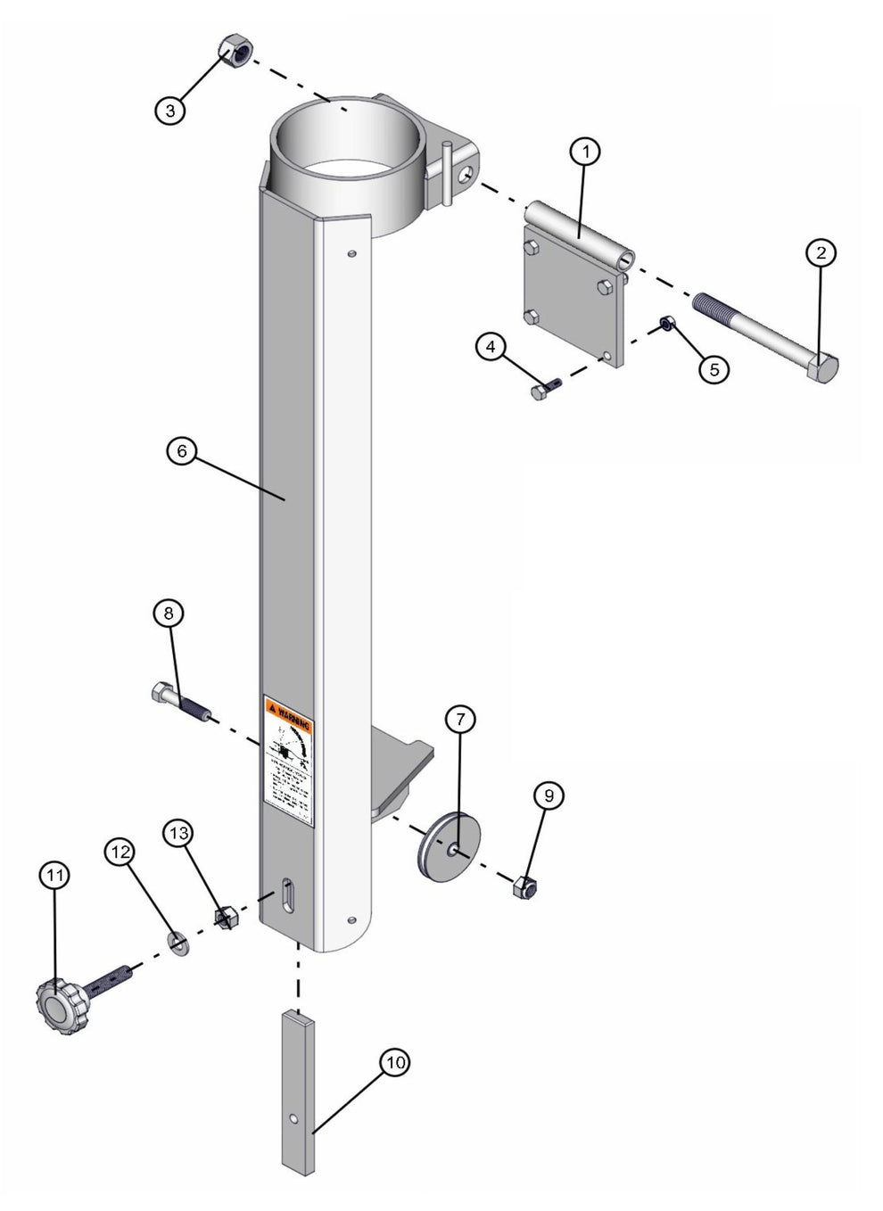 Electric Laydown Tower Pivot Section Assembly Parts for FCS Maxi-Lite 15-20KW (0001LV10 to 9999MLV12) by Allmand