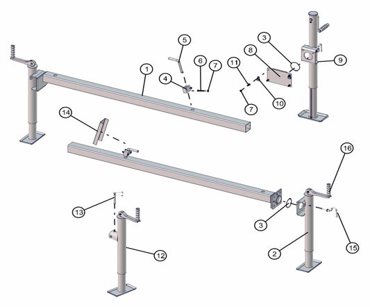 Outriggers and Jacks Assembly Parts for FCS Maxi-Lite 15-20KW (0001LV10 to 9999MLV12) by Allmand