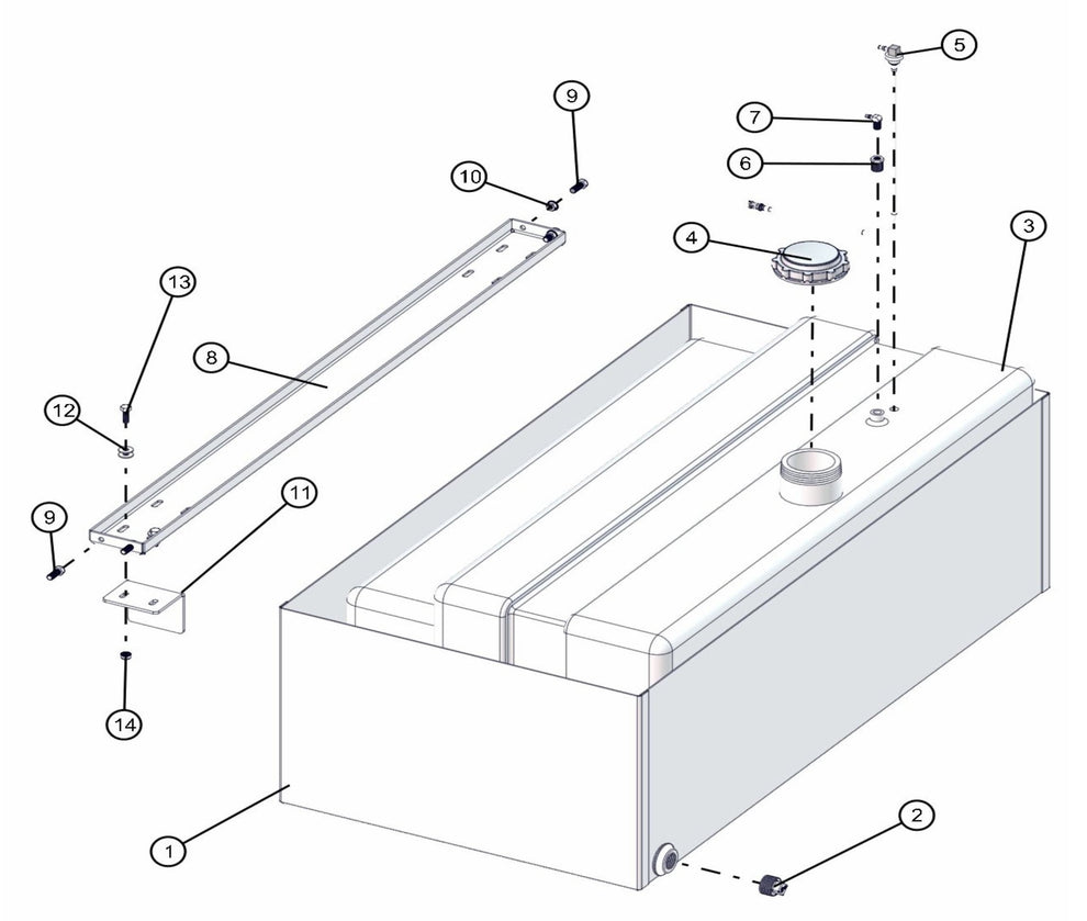70 Gallon Fuel Tank W/ Containment Tray Assembly Parts for FCS Maxi-Lite 15-20KW (0001LV10 to 9999MLV12) by Allmand