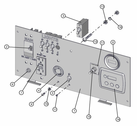 Kubota Deep Sea Control Panel Assembly Parts for FCS Maxi-Lite 15-20KW (0001LV10 to 9999MLV12) by Allmand