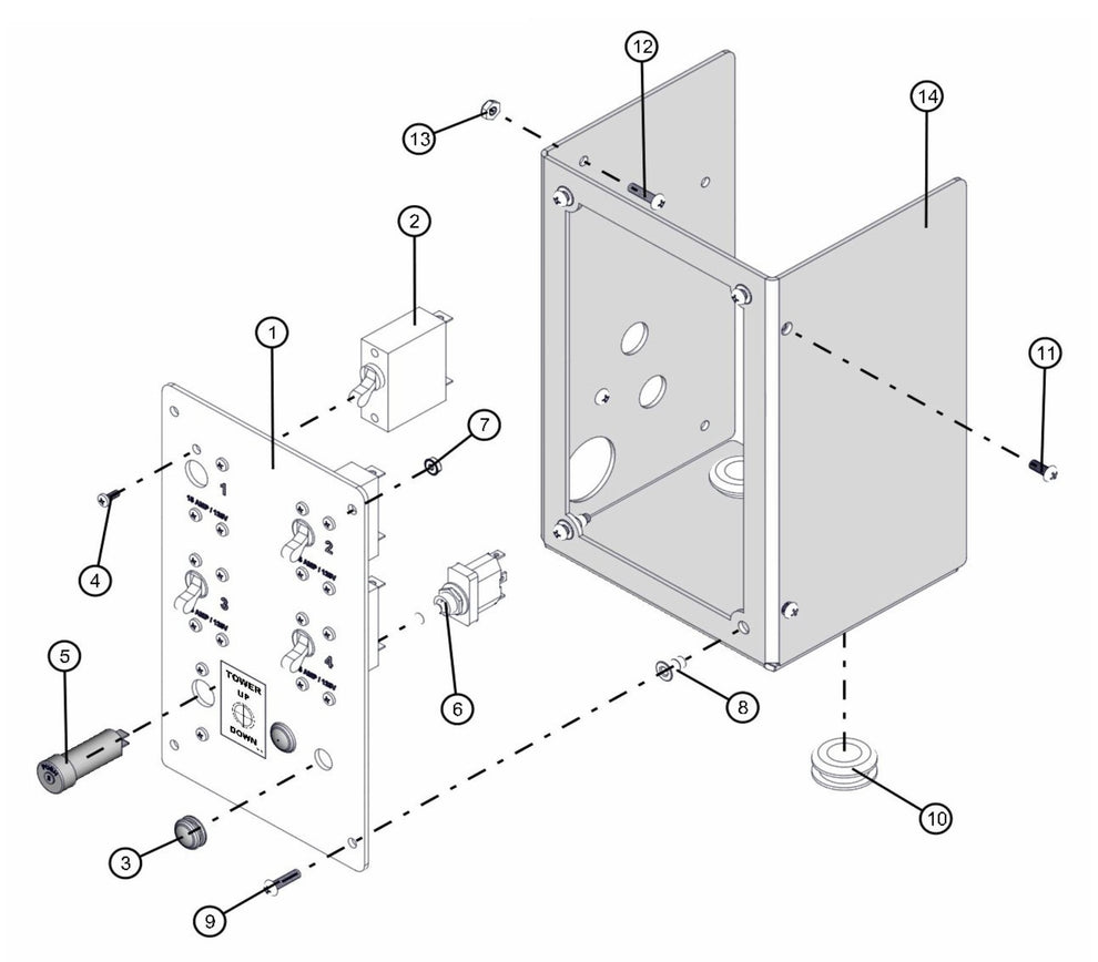 4 Light Switch Enclosure Assembly Parts for FCS Maxi-Lite 15-20KW (0001LV10 to 9999MLV12) by Allmand