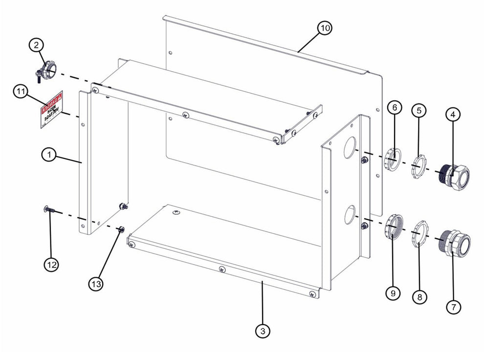 Rear Outlet Enclosure Assembly Parts for FCS Maxi-Lite 15-20KW (0001LV10 to 9999MLV12) by Allmand