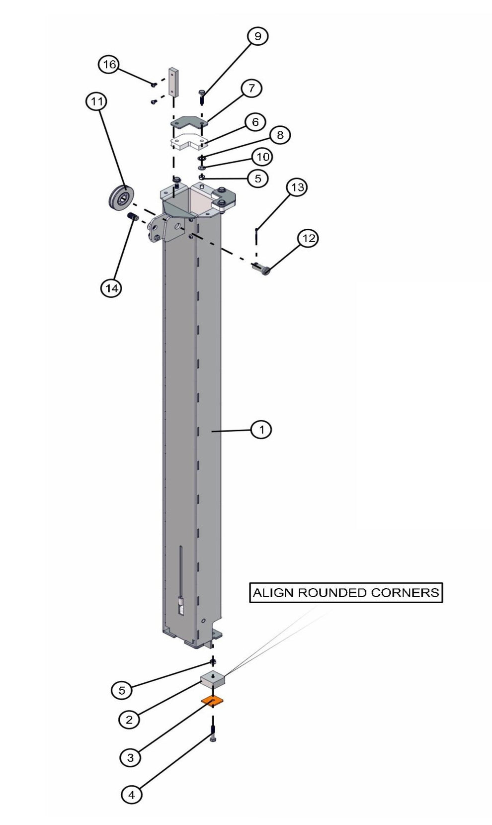 Vertical Tower VT1 Section 5 Assembly Parts for FCS Maxi-Lite 15-20KW (0001LV10 to 9999MLV12) by Allmand