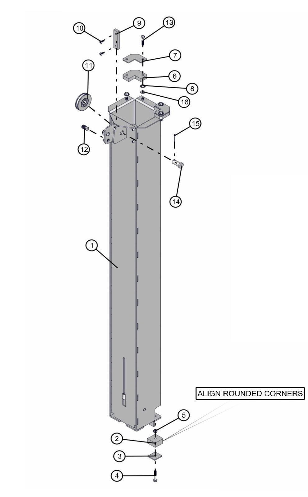 Vertical Tower VT1 Section 3 Assembly Parts for FCS Maxi-Lite 15-20KW (0001LV10 to 9999MLV12) by Allmand