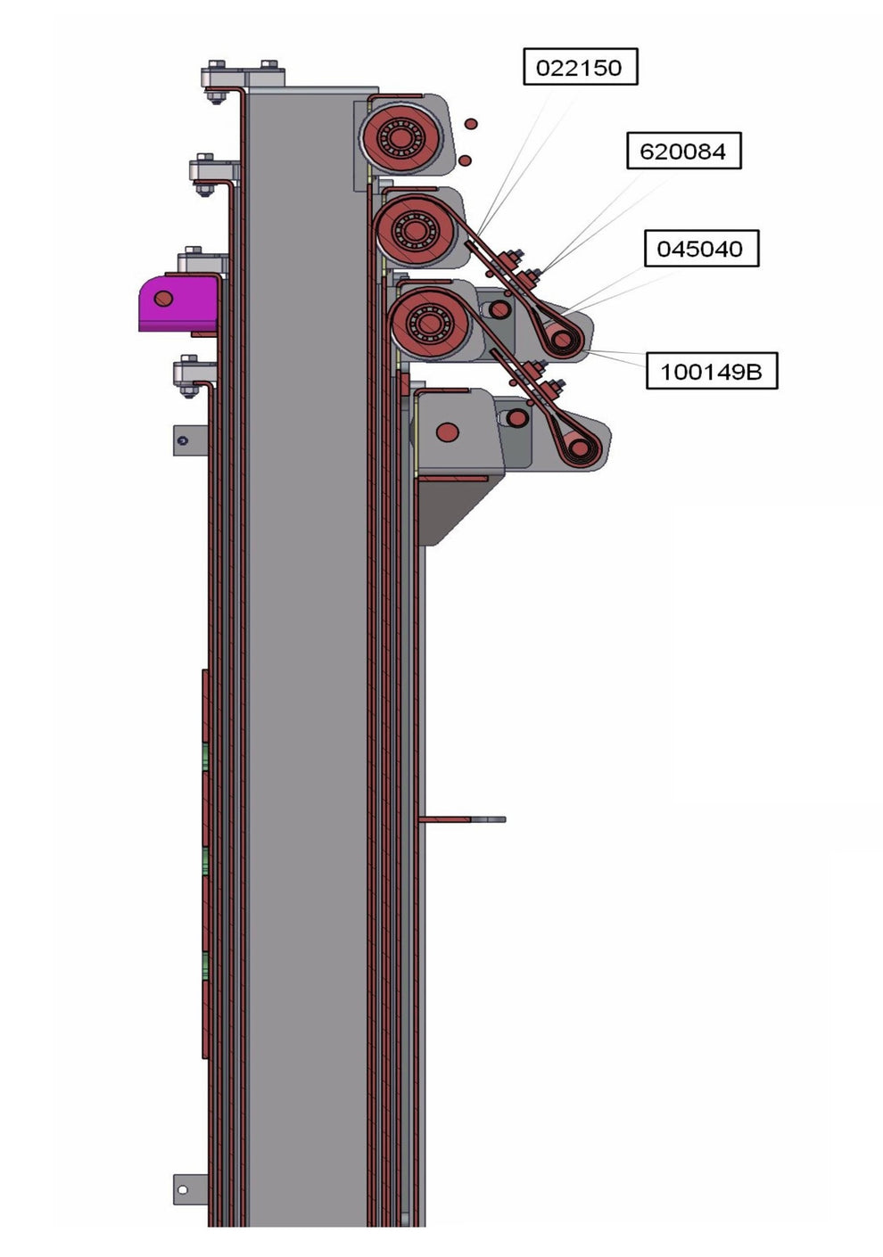 Cable Routing Sections 1-4 Vertical Tower VT1 Assembly Parts for FCS Maxi-Lite 15-20KW (0001LV10 to 9999MLV12) by Allmand