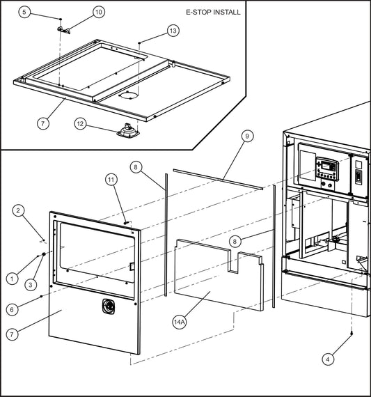 Rear Side Panel with Emergency Stop Button Assembly Parts for MAXI-POWER 45 (MP45) (49-000001 and UP) by Allmand