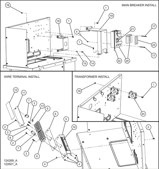 Control Box Interior Assembly Group (3 of 3) Parts for MAXI-POWER 45 (MP45) (49-000001 and UP) by Allmand