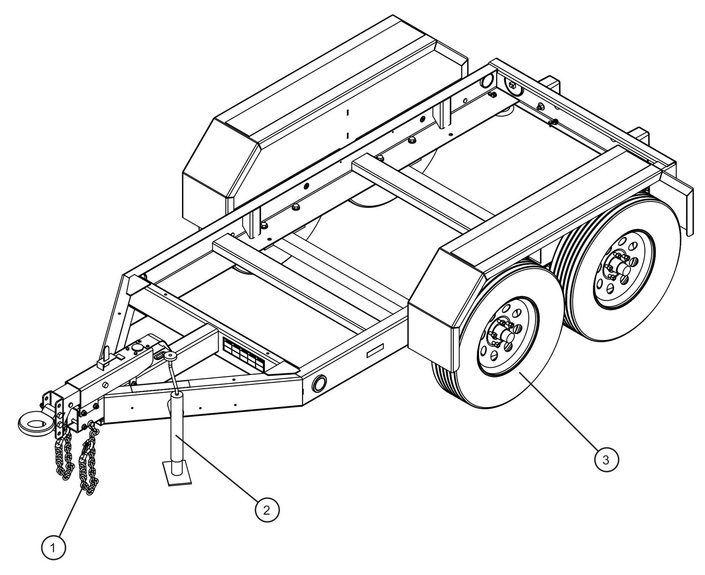 Trailer Group Assembly Parts for MAXI-POWER 45 (MP45) (49-000001 and UP) by Allmand