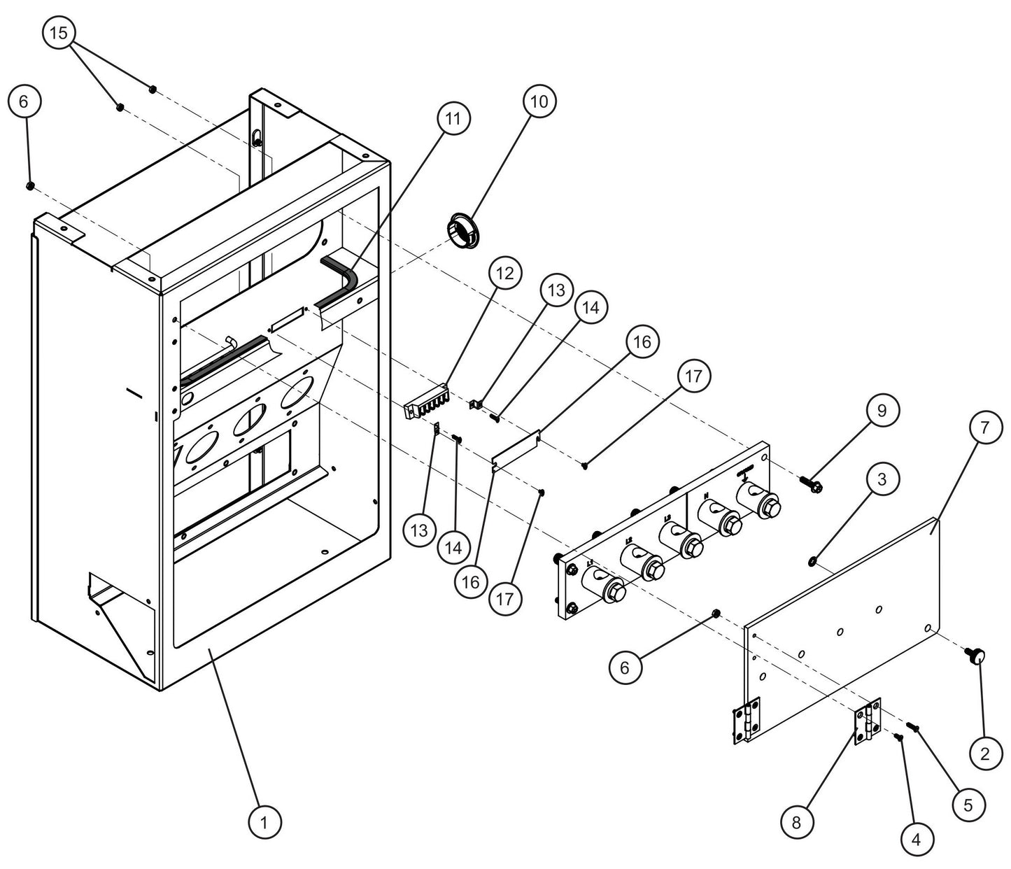 Connection Lug and Outlet Panel (1 of 2) Assembly Parts for MAXI-POWER 45 (MP45) (49-000001 and UP) by Allmand