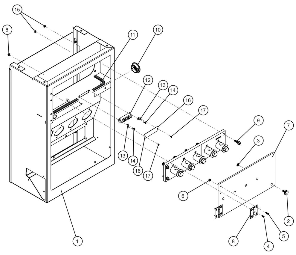 Connection Lug and Outlet Panel (1 of 2) Assembly Parts for MAXI-POWER 45 (MP45) (49-000001 and UP) by Allmand