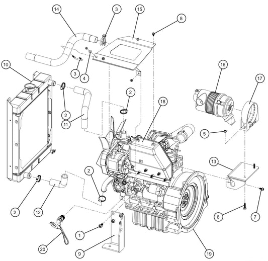 Kubota Engine Assembly Group (1 of 3) Parts for Maxi-Power 8XR Mobile Generator Parts By Allmand