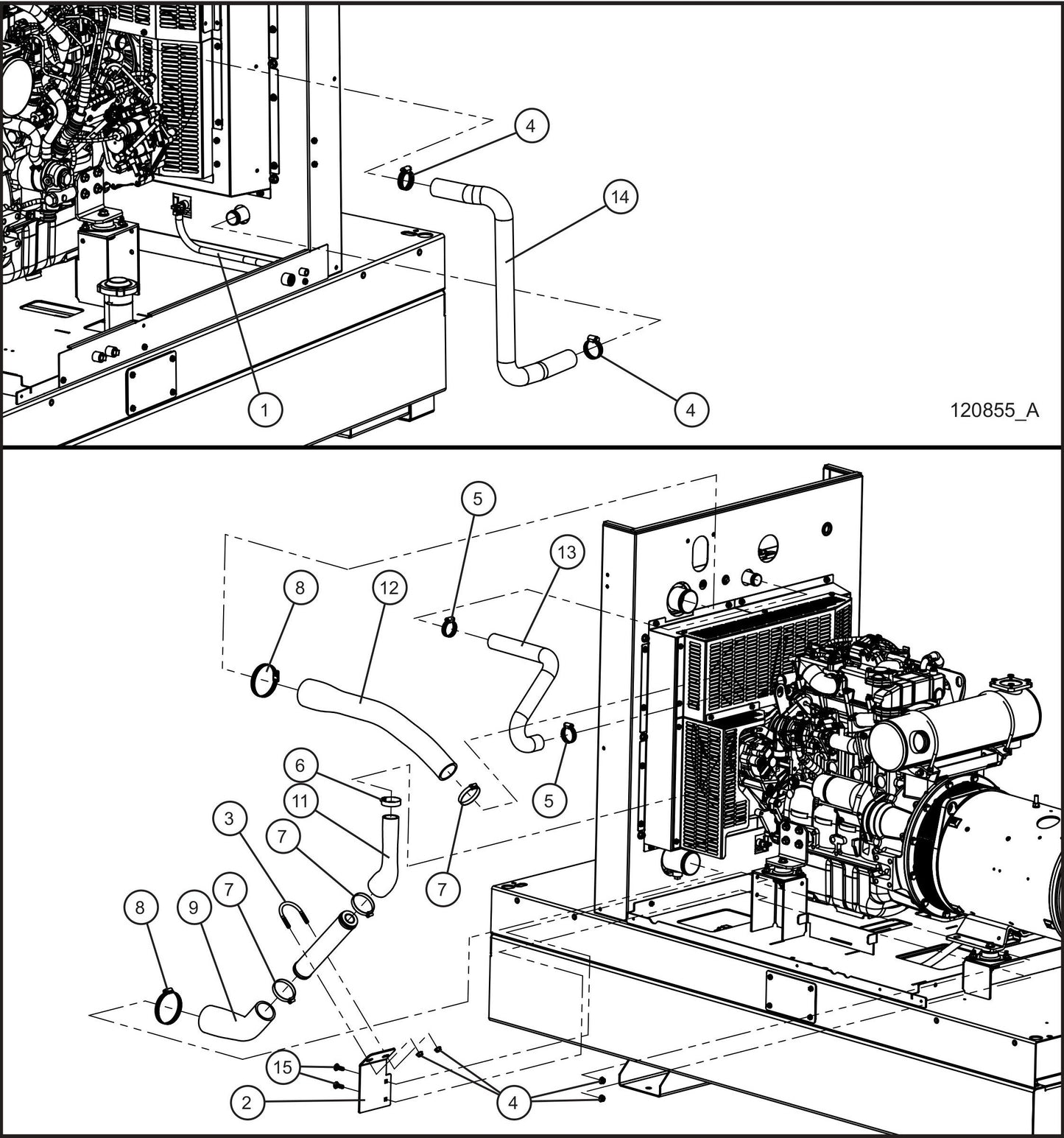 Isuzu 4LE2X Radiator and Intercooler Hoses Assembly Parts for MAXI-POWER 45 (MP45) (49-000001 and UP) by Allmand