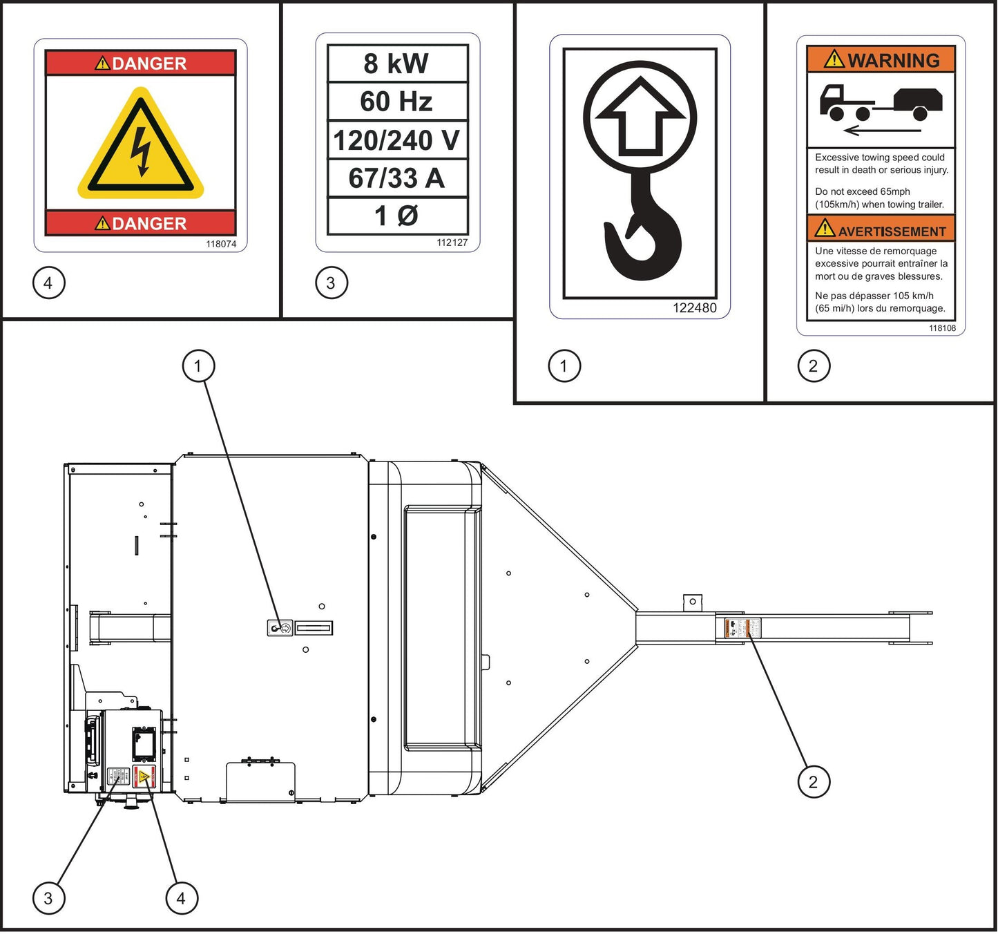 Top Side Decals Assembly Parts for Maxi-Power 8XR Mobile Generator Parts By Allmand