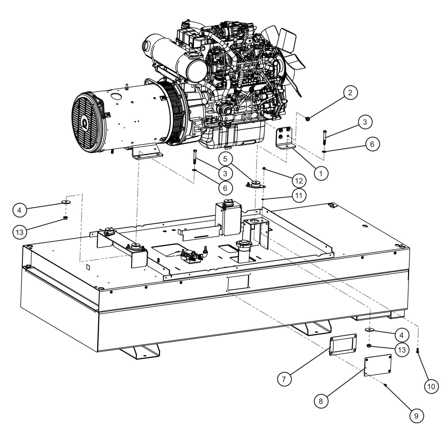 Engine and Generator Mounting Group Assembly Parts for MAXI-POWER 45 (MP45) (49-000001 and UP) by Allmand