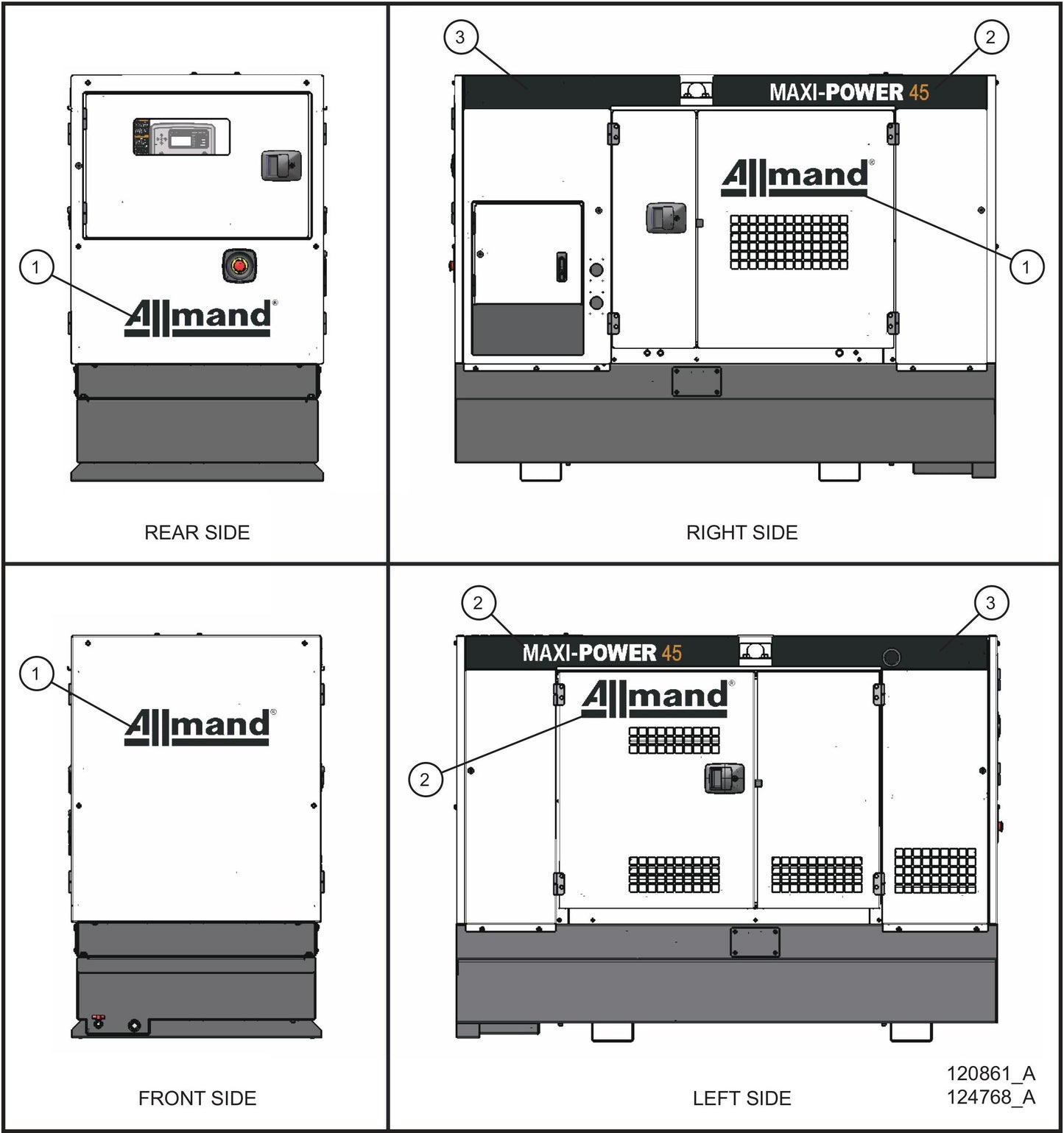 Branding Decals Assembly Parts for MAXI-POWER 45 (MP45) (49-000001 and UP) by Allmand