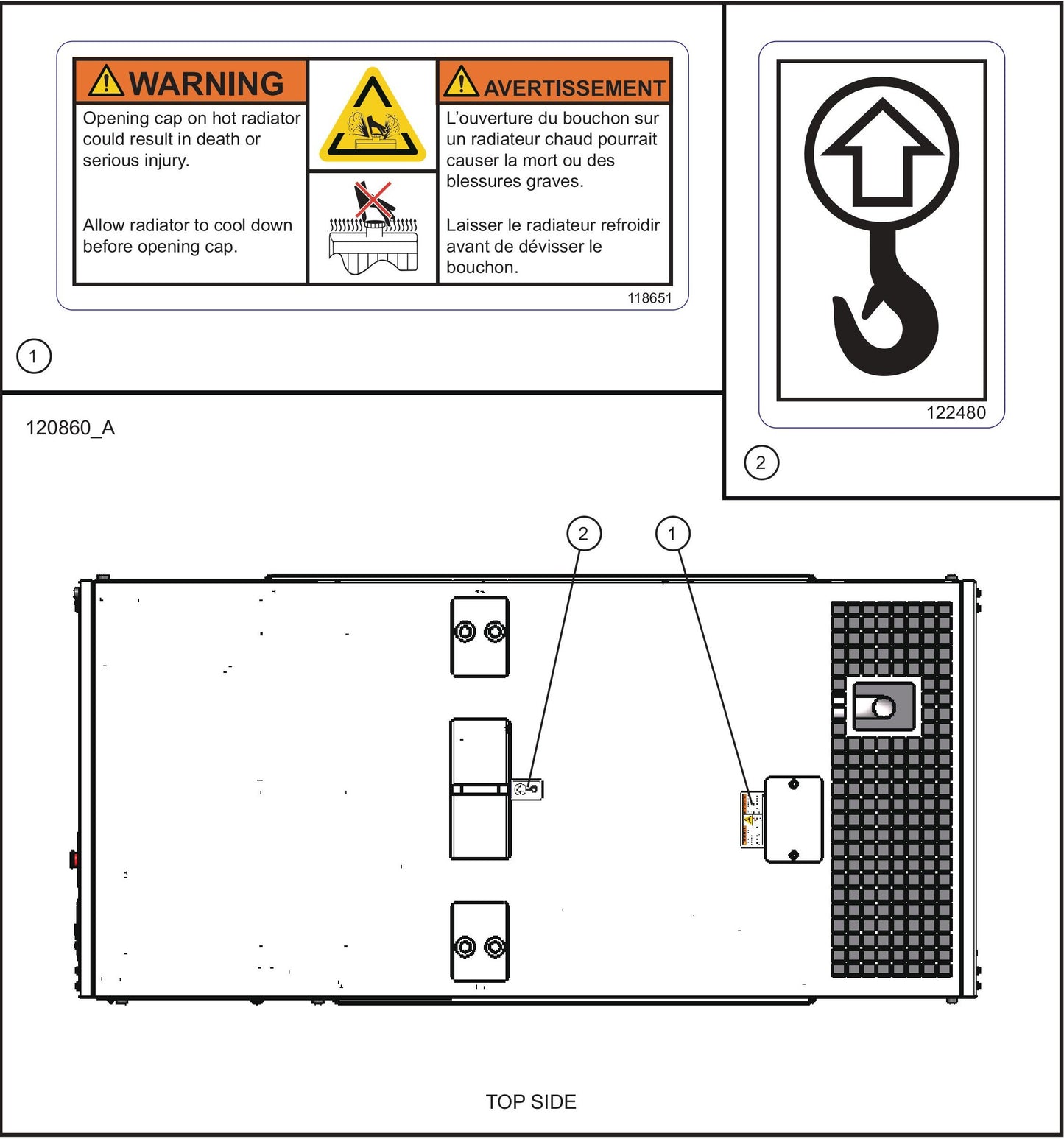 Top Side Safety Decals Assembly Parts for MAXI-POWER 45 (MP45) (49-000001 and UP) by Allmand