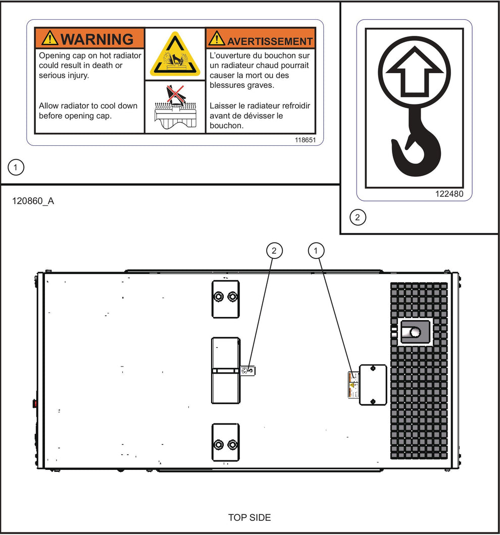 Top Side Safety Decals Assembly Parts for MAXI-POWER 45 (MP45) (49-000001 and UP) by Allmand