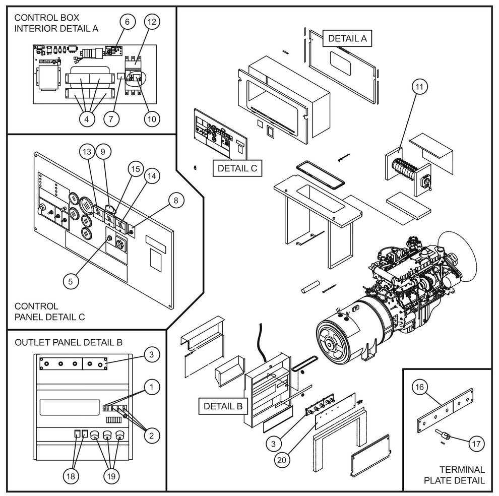 Generator Electrical Group Assembly Parts for MAXI-POWER 150 (T3) (27-000001 TO 27-000099) by Allmand